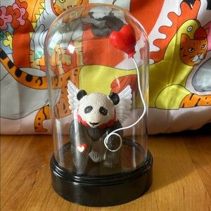 Upcycled panda figurine Valentine’s Day cloche